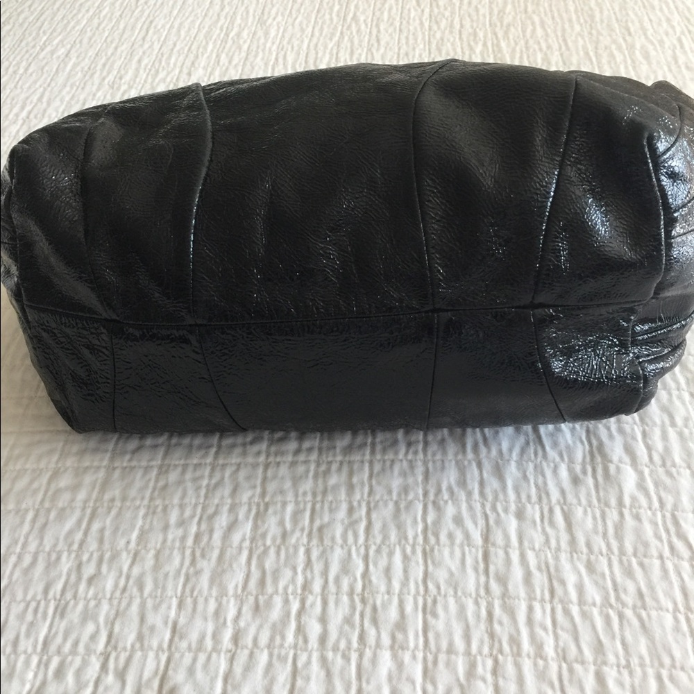 EUC Stuart Weitzman black hobo distressed patent leather satchel - Picture 10 of 14